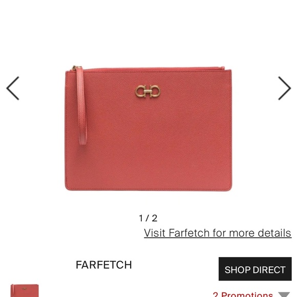 FERRAGAMO
Gancini Bit Clutch Bag In Orange - Picture 2 of 6